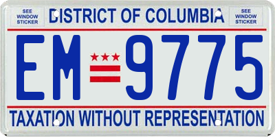DC license plate EM9775