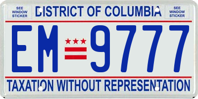 DC license plate EM9777