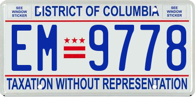 DC license plate EM9778