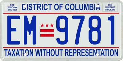 DC license plate EM9781