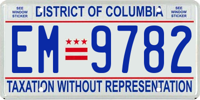 DC license plate EM9782