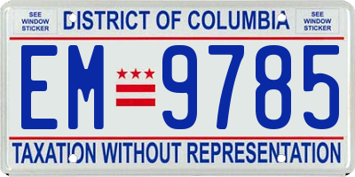 DC license plate EM9785