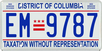 DC license plate EM9787