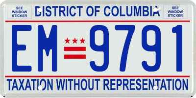DC license plate EM9791