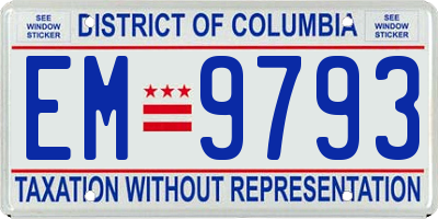 DC license plate EM9793