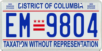 DC license plate EM9804