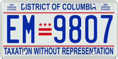 DC license plate EM9807