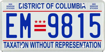 DC license plate EM9815