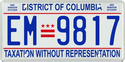 DC license plate EM9817
