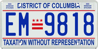 DC license plate EM9818