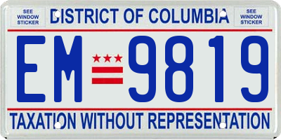 DC license plate EM9819