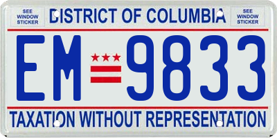 DC license plate EM9833