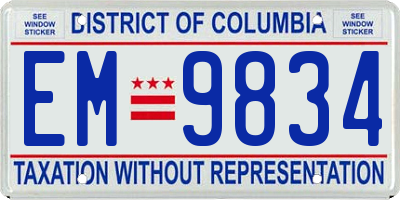 DC license plate EM9834