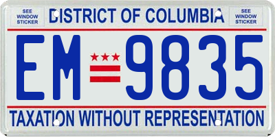DC license plate EM9835
