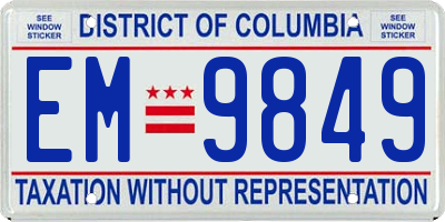 DC license plate EM9849