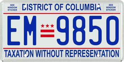 DC license plate EM9850