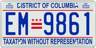 DC license plate EM9861
