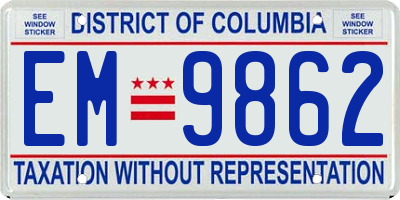 DC license plate EM9862
