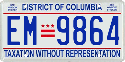 DC license plate EM9864