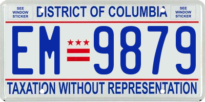DC license plate EM9879