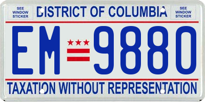 DC license plate EM9880