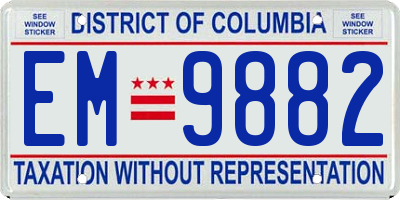 DC license plate EM9882
