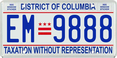 DC license plate EM9888