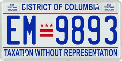 DC license plate EM9893
