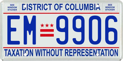 DC license plate EM9906