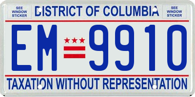 DC license plate EM9910