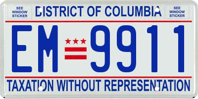 DC license plate EM9911