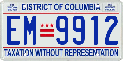 DC license plate EM9912