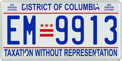 DC license plate EM9913