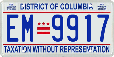 DC license plate EM9917