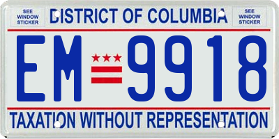 DC license plate EM9918