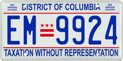 DC license plate EM9924
