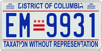 DC license plate EM9931