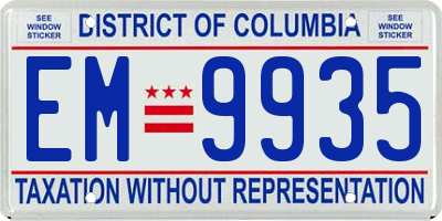 DC license plate EM9935