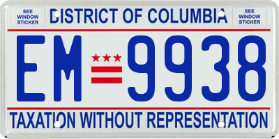 DC license plate EM9938