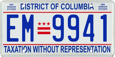 DC license plate EM9941