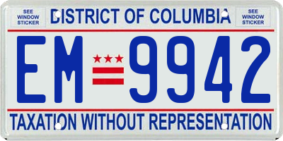 DC license plate EM9942