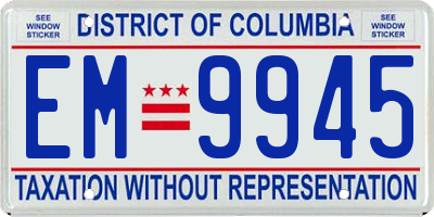 DC license plate EM9945