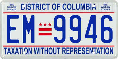 DC license plate EM9946