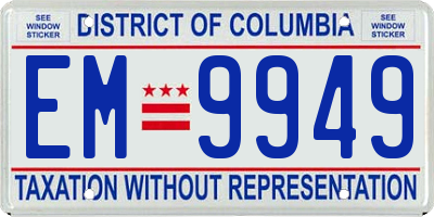 DC license plate EM9949