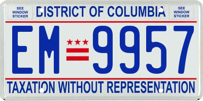 DC license plate EM9957