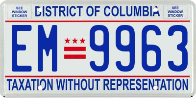 DC license plate EM9963