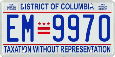 DC license plate EM9970