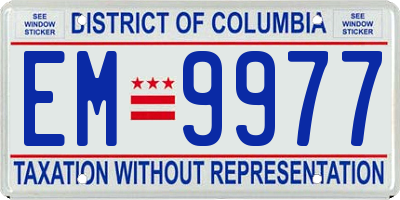 DC license plate EM9977