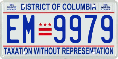 DC license plate EM9979