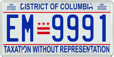 DC license plate EM9991